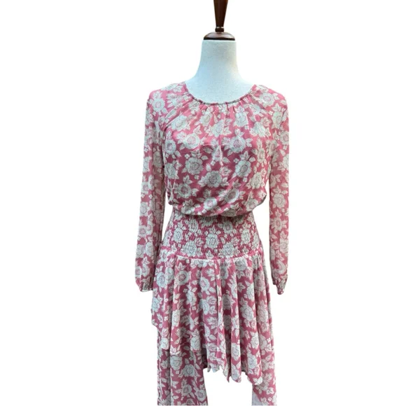 Mia Joy Joyfolie Pink Floral High-Low Dress M Romantic Boho Cottagecore - Picture 5 of 14